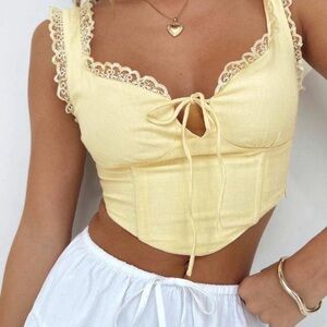 Princess Polly Yellow Lace Crop Top